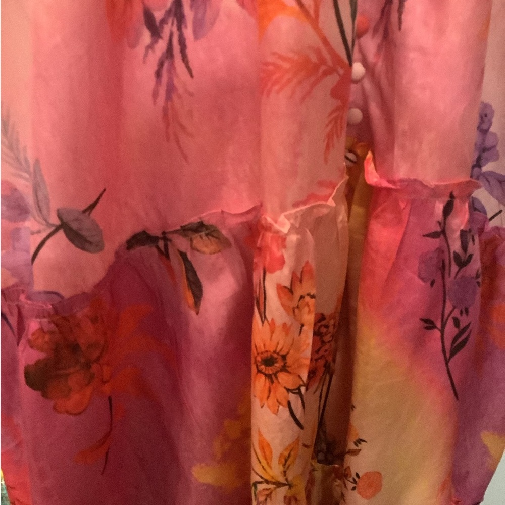 Anthropologie Floral Maxi Dress in Pink and Orange - Picture 7 of 16